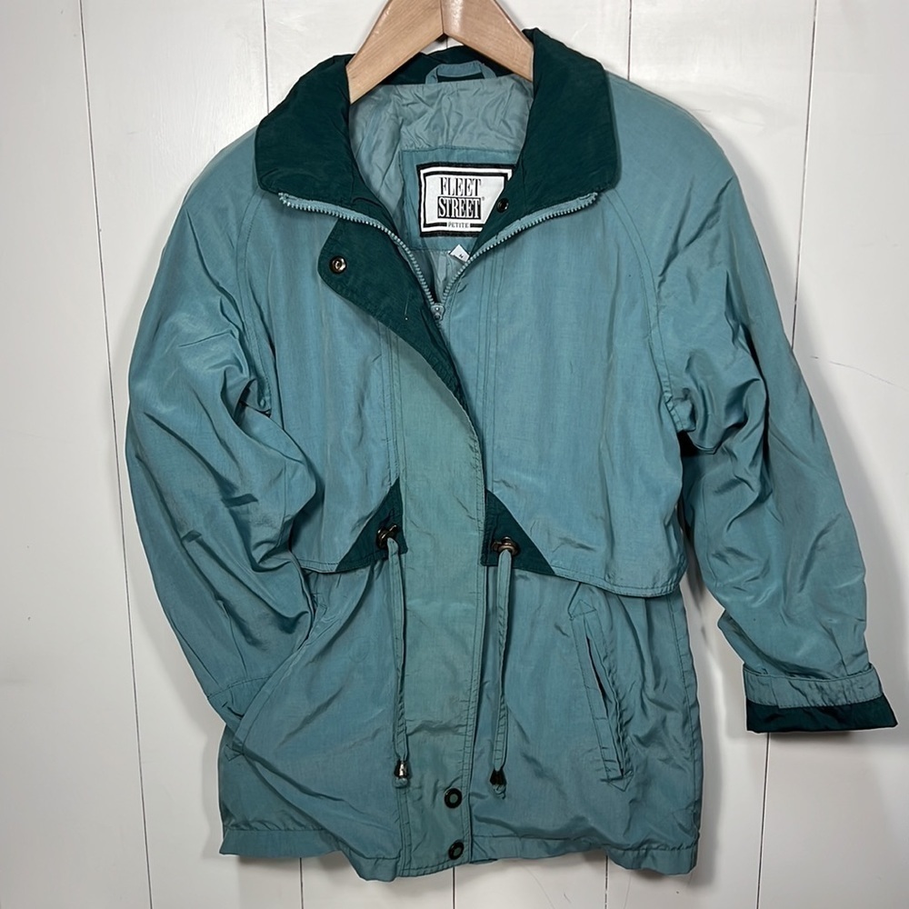 Vintage Fleet Street All-Weather Jacket Size M Petite Green/Gray shoulde…